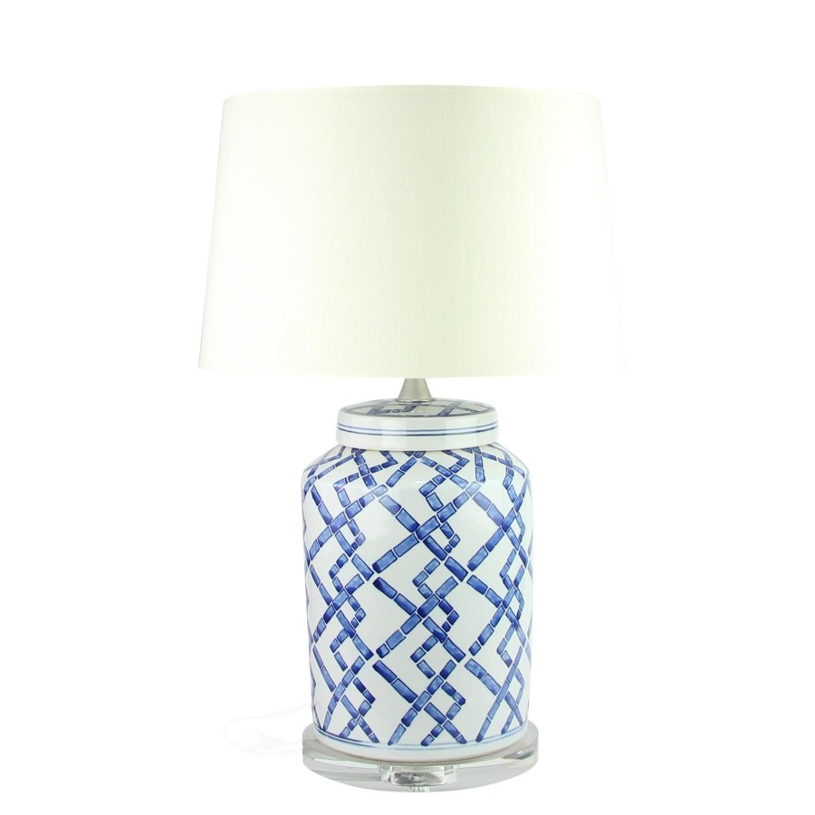 Winward Home Blue And White Ceramic Jar Table Lamp 17" Wholesale