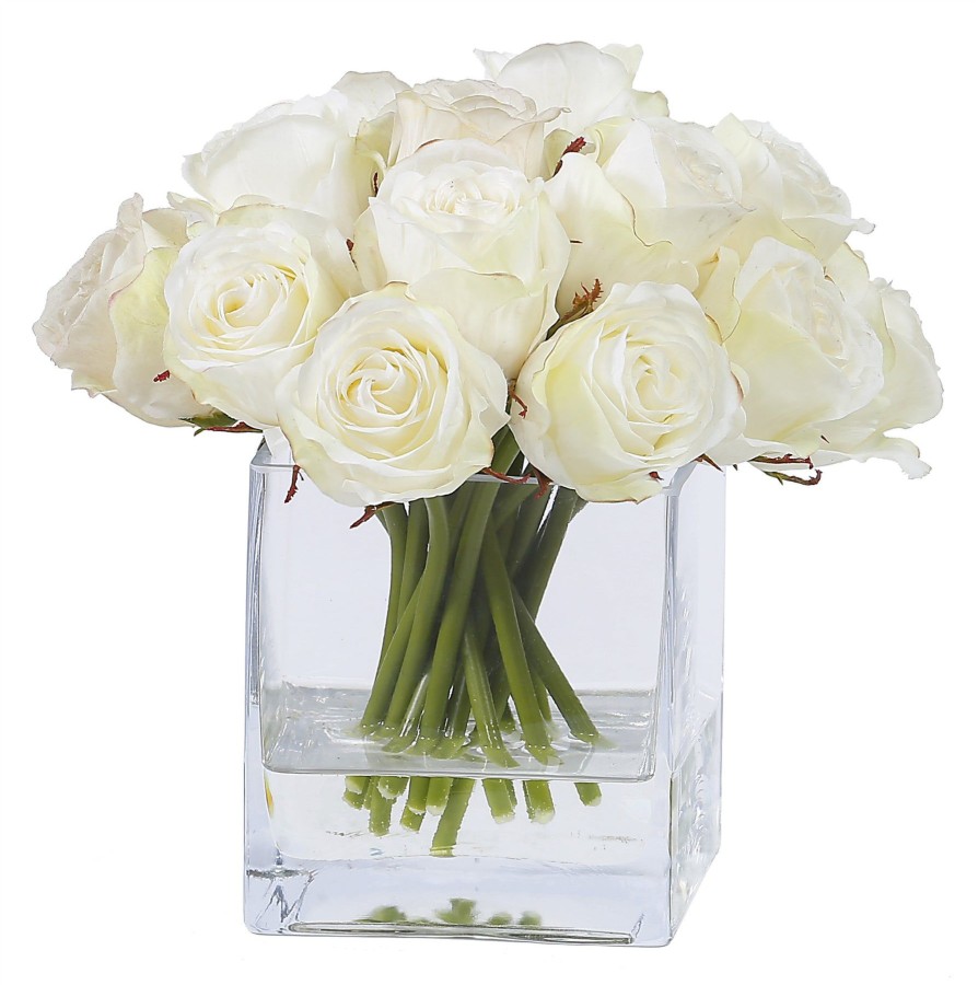 Winward Home Rose Bud In Square Glass 9" Online