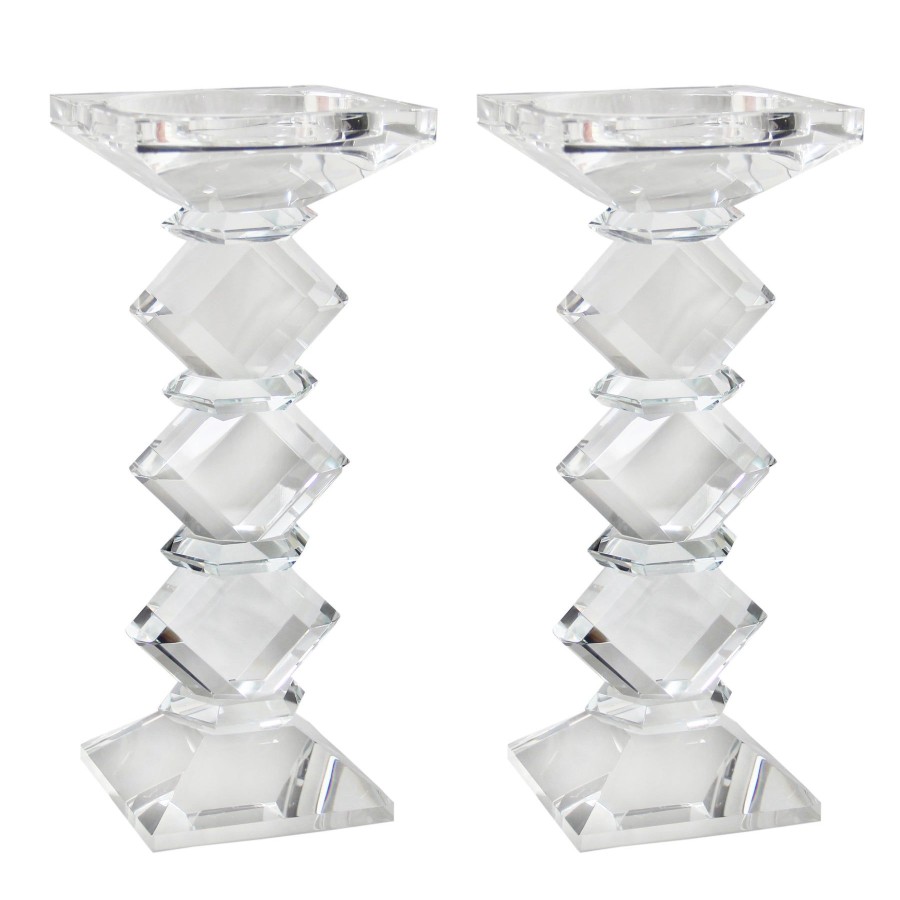 Winward Home Crystal Candleholder 8" (Set Of 2) Clearance