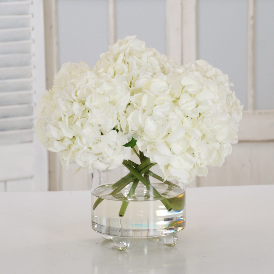 Winward Home Hydrangea In Footed Glass (Whd080-Wh) New