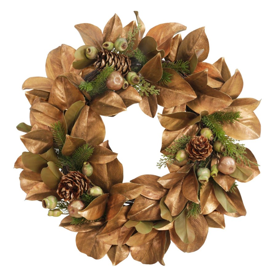 Winward Home Golden Magnolia Leaf Wreath Mix 24" Best