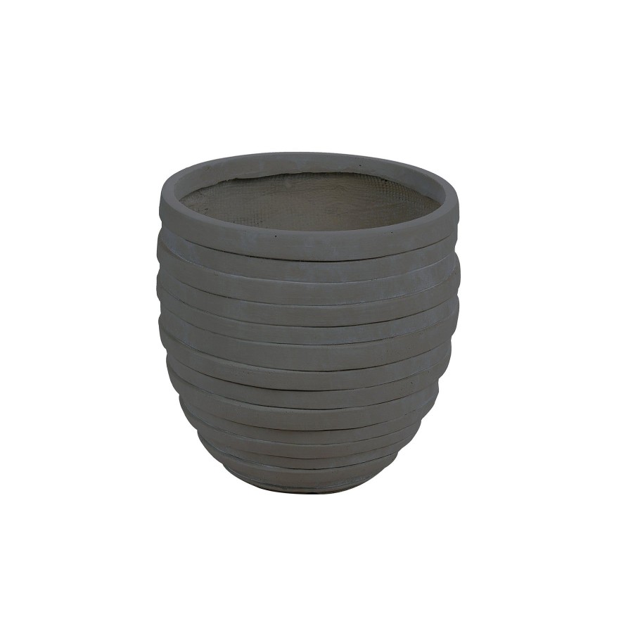 Winward Home Striped Stonecast Planter 16" Hot