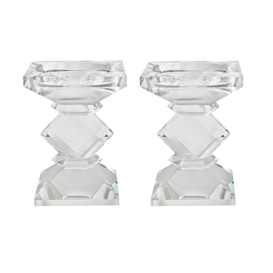 Winward Home Short Crystal Candleholders 5" (Set Of 2) Hot