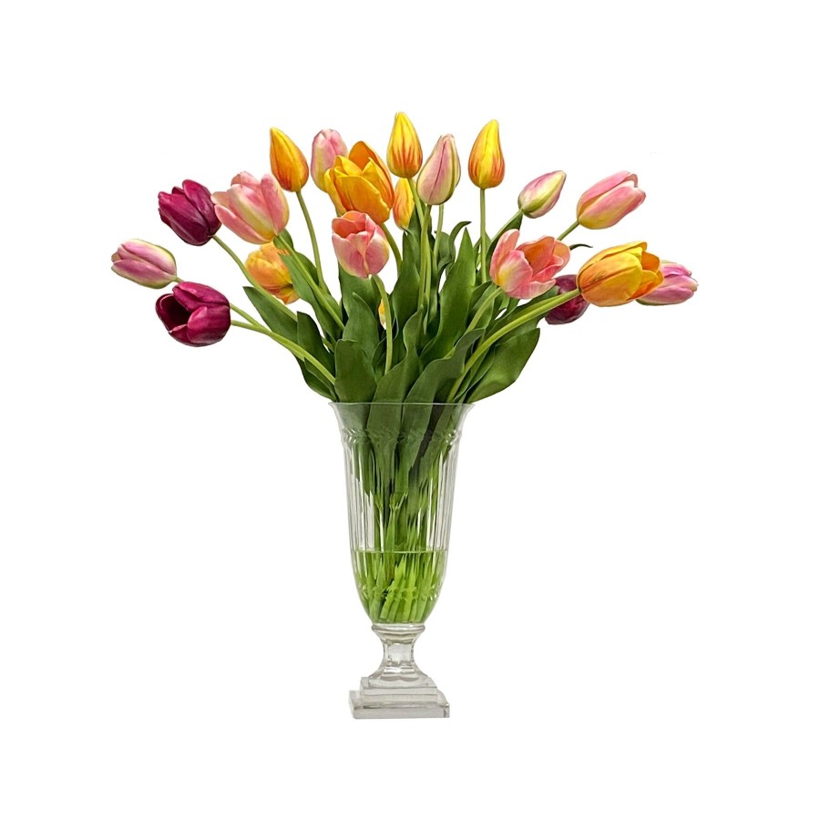 Winward Home Mixed Tulips In Cut Vase 27-Inches Tall New