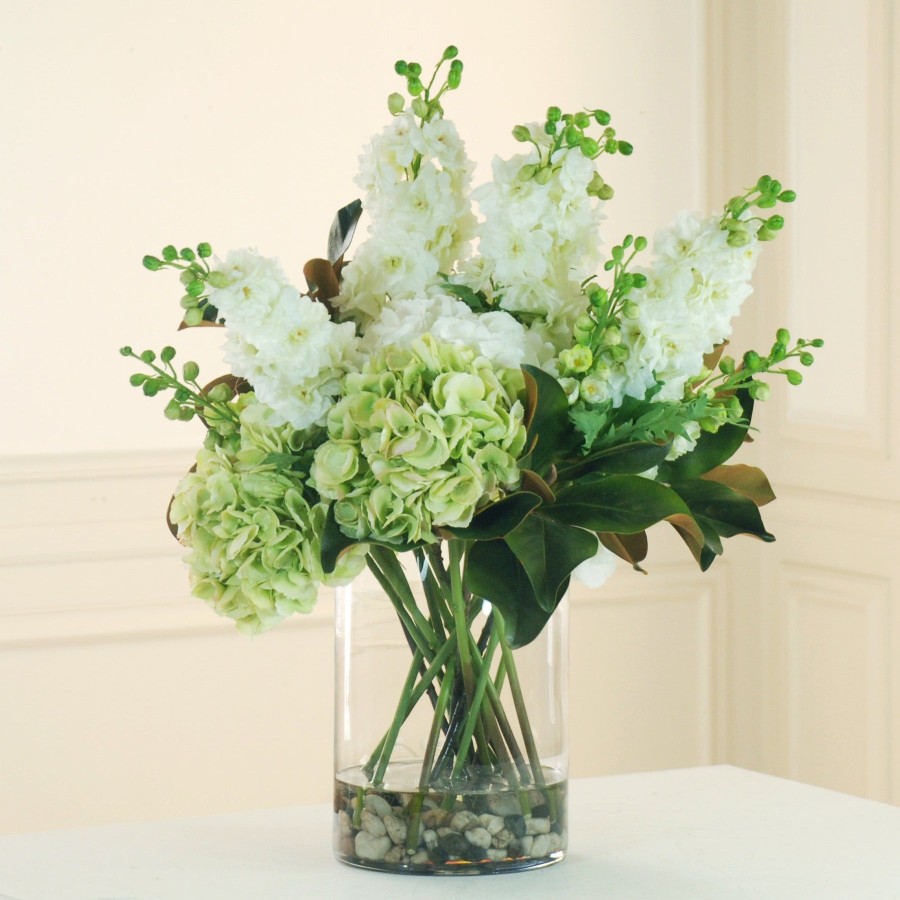 Winward Home Hydrangea And Delphinium In Glass (Dp713-Whgr) Clearance