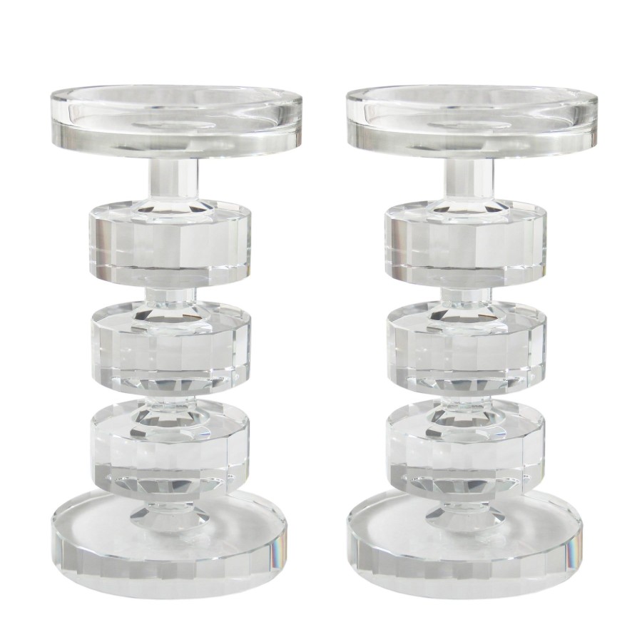 Winward Home Round Base Crystal Candleholder 9" (Set Of 2) Online