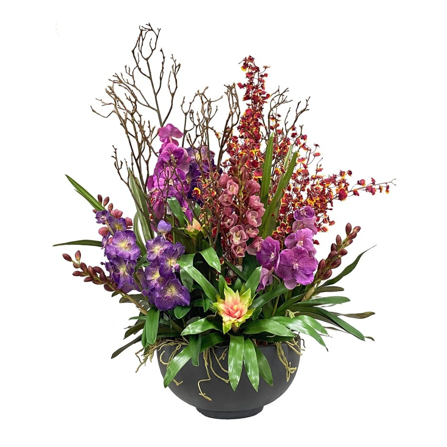 Winward Home Vanda Orchid Plant In Bowl 48" Wholesale