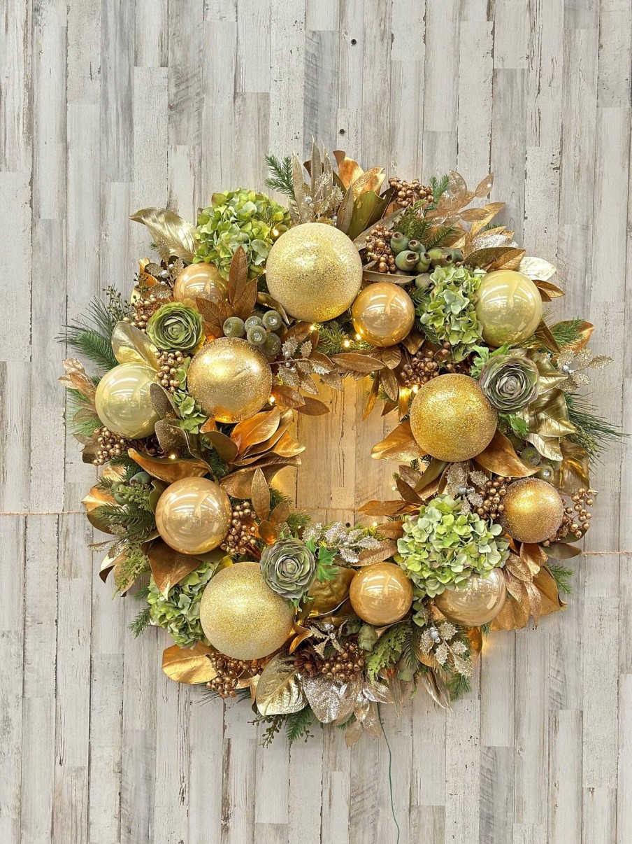 Winward Home Estate Gold Deluxe Wreath 42" New