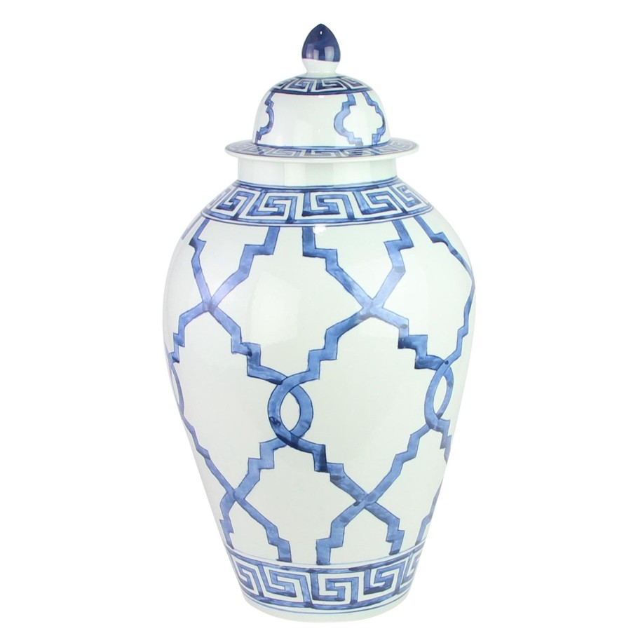 Winward Home Blue And White Ceramic Jar 22" Clearance