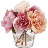 Winward Home Peony In Glass Vase 9.5" New