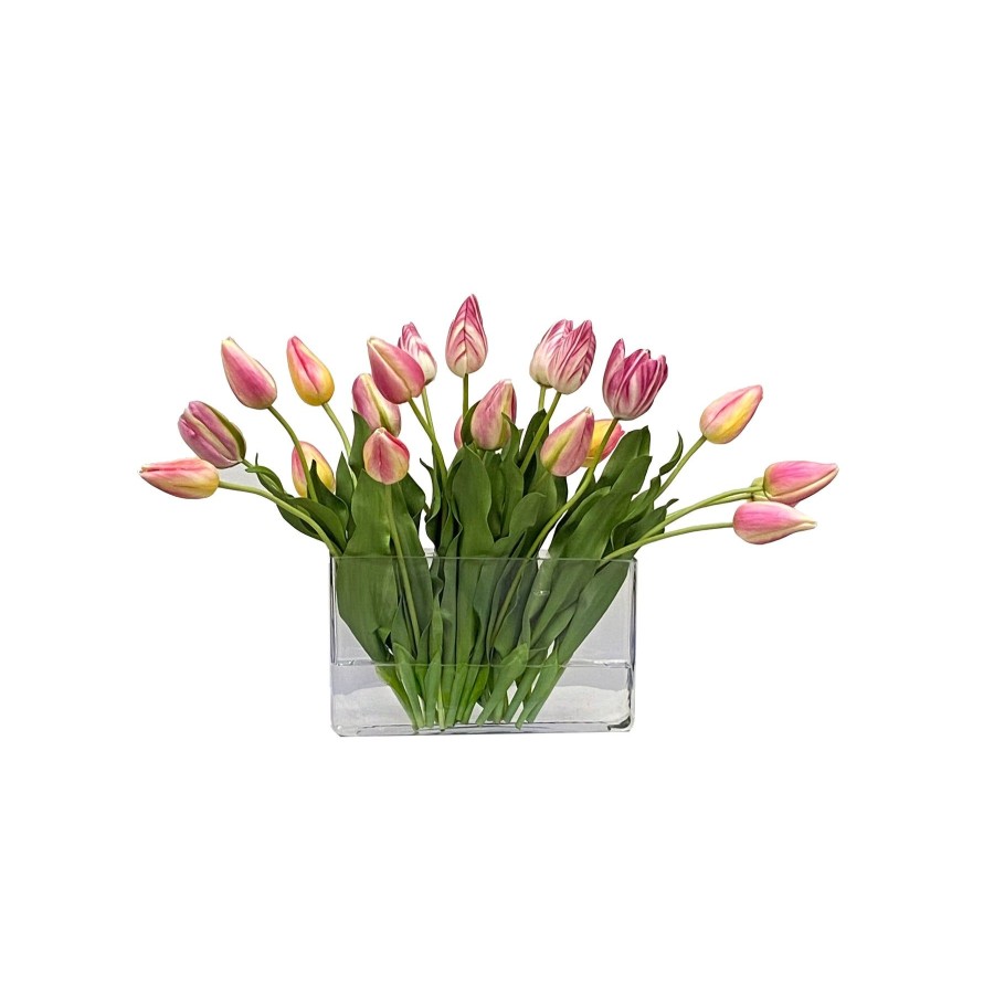 Winward Home Mixed Tulips In Rectangle Vase 25-Inches Wide Online