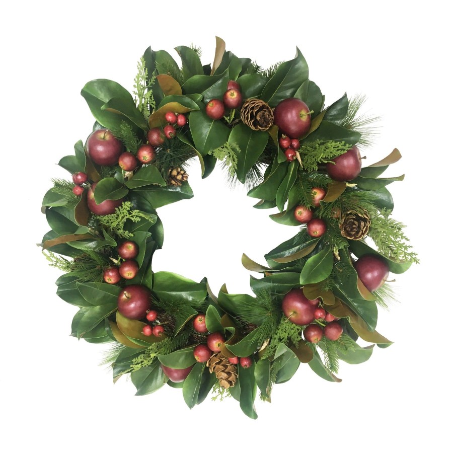 Winward Home Magnolia Leaf & Apple Wreath 30" Hot