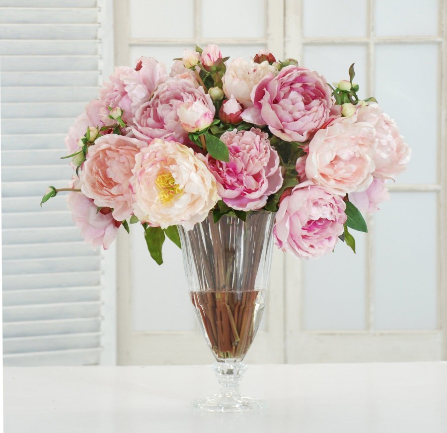 Winward Home Pink Peony In Illusion Vase (Whd110-Oh) Wholesale