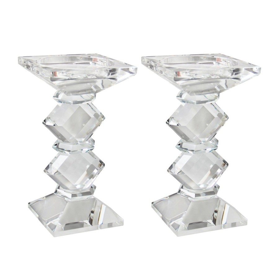 Winward Home Crystal Candleholders 6" (Set Of 2) Wholesale