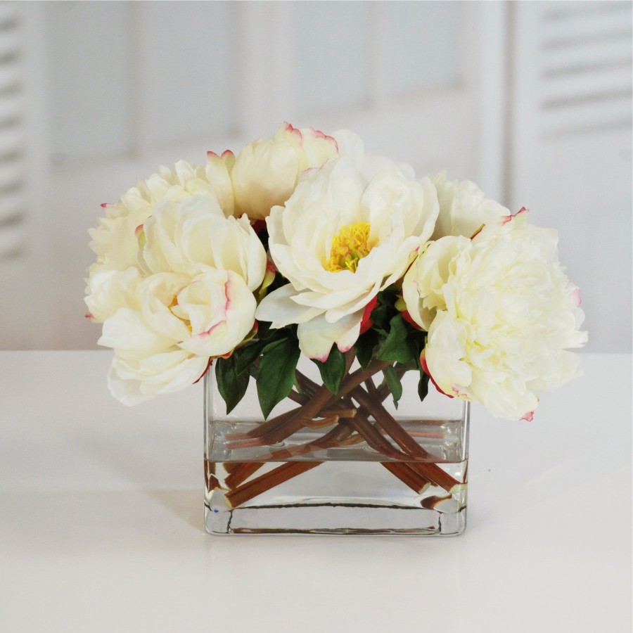 Winward Home Peonies In Vase 14" White New