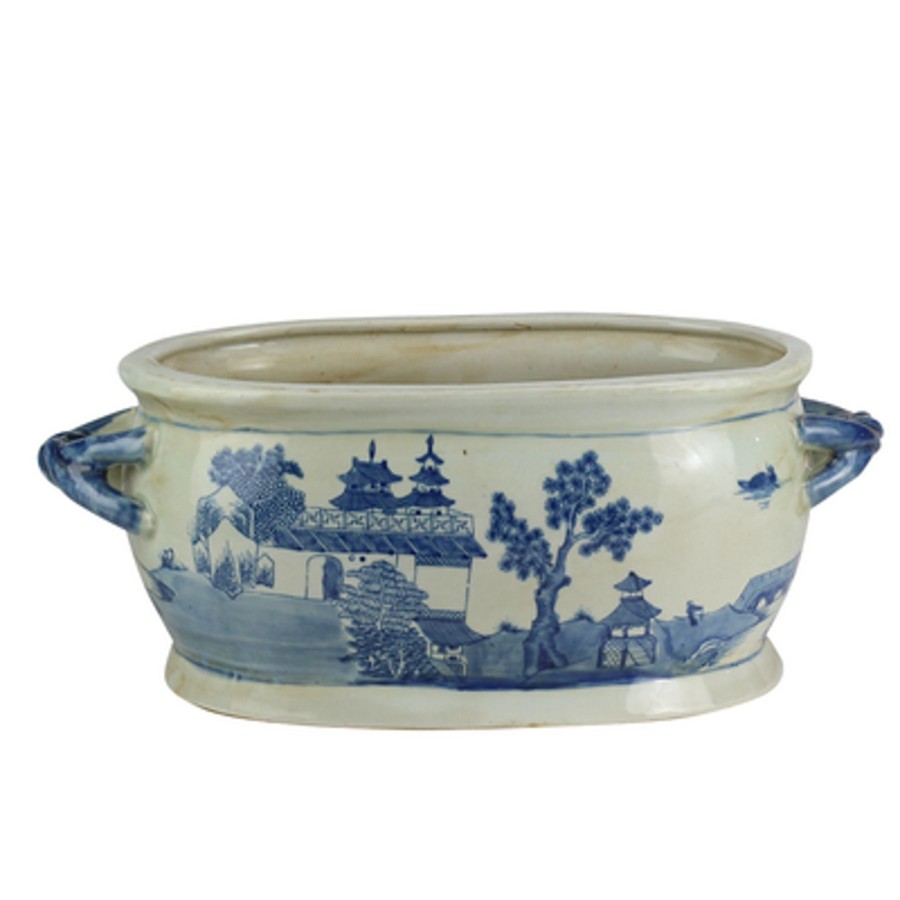 Winward Home Blue And White Ceramic Pot 7" Wholesale