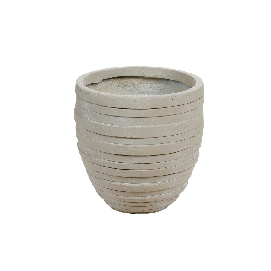 Winward Home Striped Stonecast Planter 13" New