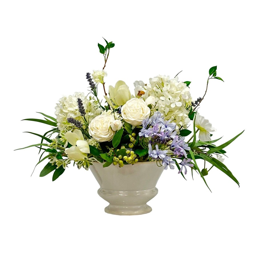 Winward Home White Mix Floral In Round Pot 16" Hot